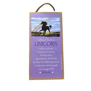 Your True Nature Advice from a Unicorn Wood Wall Plaque Purple
